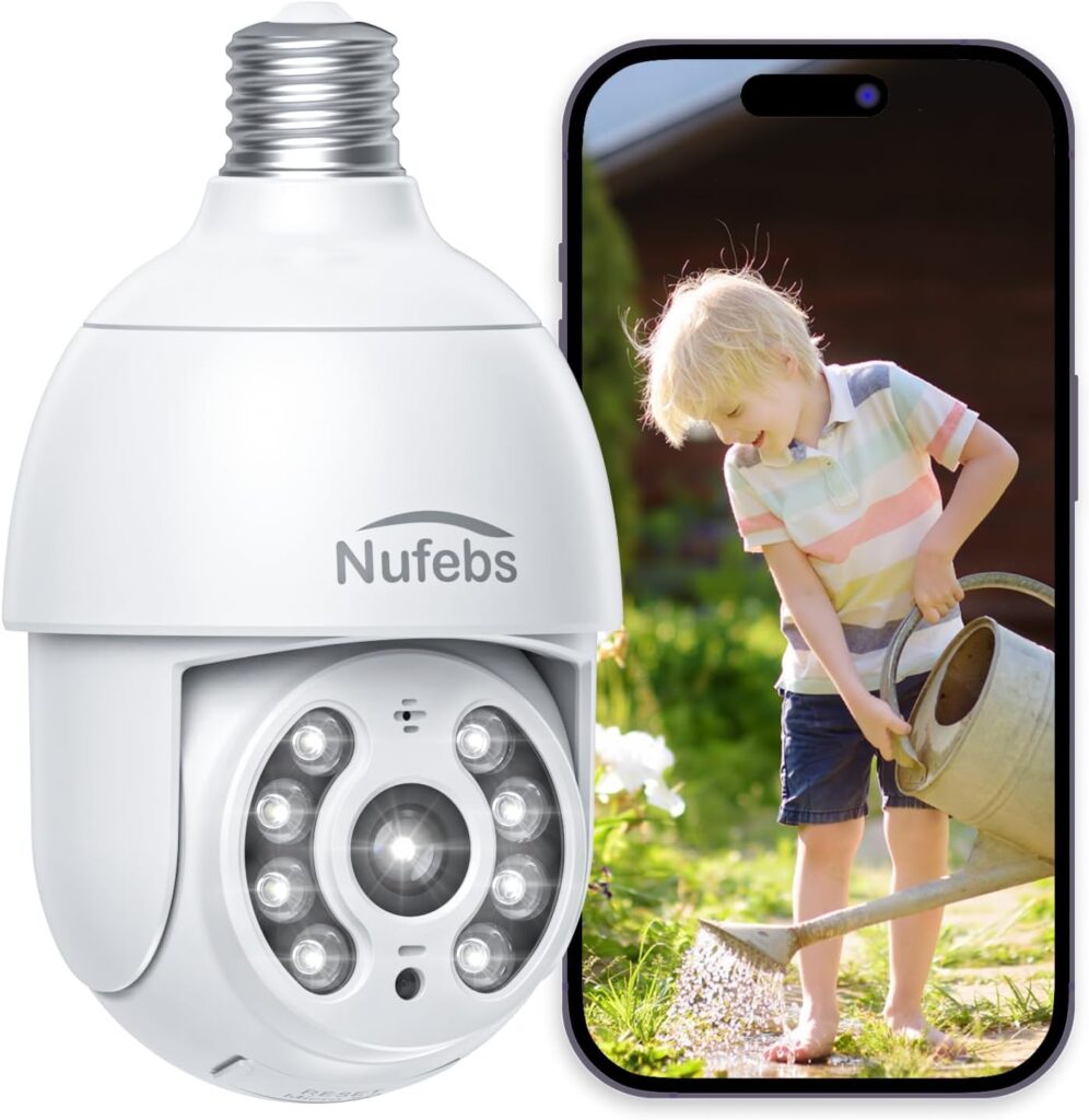 Amazon.com : NUFEBS 1080P/2MP Light Bulb Security Camera 2.4G WiFi Security Cameras Wireless Outdoor Indoor for Home Security, 355° Monitoring, Auto Tracking, 24/7 Recording, Color Night Vision : Electronics