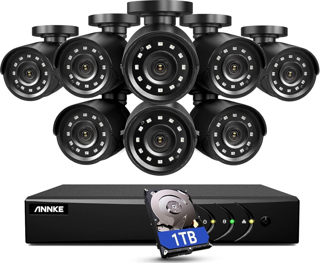 ANNKE 3K Lite Security Camera System Outdoor with AI Human/Vehicle Detection, 8CH H.265+ DVR and 8 x 1920TVL 2MP IP66 Home CCTV Cameras, Smart Playback, Email Alert with Images, 1TB Hard Drive - E200 