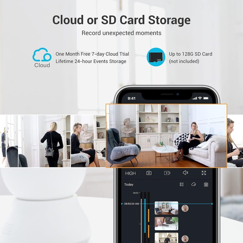 blurams Security Camera, 2K Indoor Camera 360-degree Pet Camera for Home Security w/Motion Tracking, Phone App, 2-Way Audio, IR Night Vision, Siren, Works with Alexa  Google Assistant