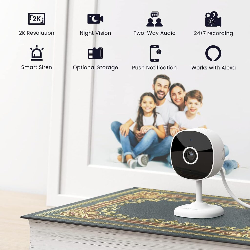 Indoor Cameras for Home Security 2K, Galayou Wireless WiFi Baby Camera Monitor with Two-Way Audio, Home Cameras with APP for Phone, Smart Siren, Works with Alexa/Google Home(G7-4PACK)