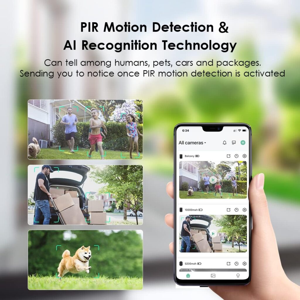 Security Cameras Wireless Outdoor 1080P Battery Powered WiFi Cameras Color Night Vision 2-Way Audio AI Motion Detection Spotlight/Siren for Home Security with Cloud/SD Storage Waterproof indoor camera