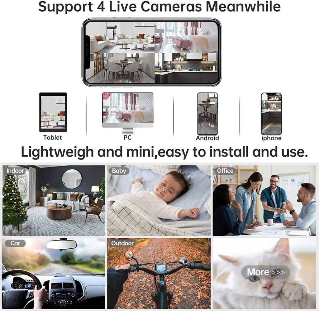 Smart Wireless Surveillance Security Cam Motion Detection 1080p HD Camera Home Security Camera,Night Vision Indoor/Outdoor Camera Dog Pet Camera for Mobile Phone Applications in Real Time