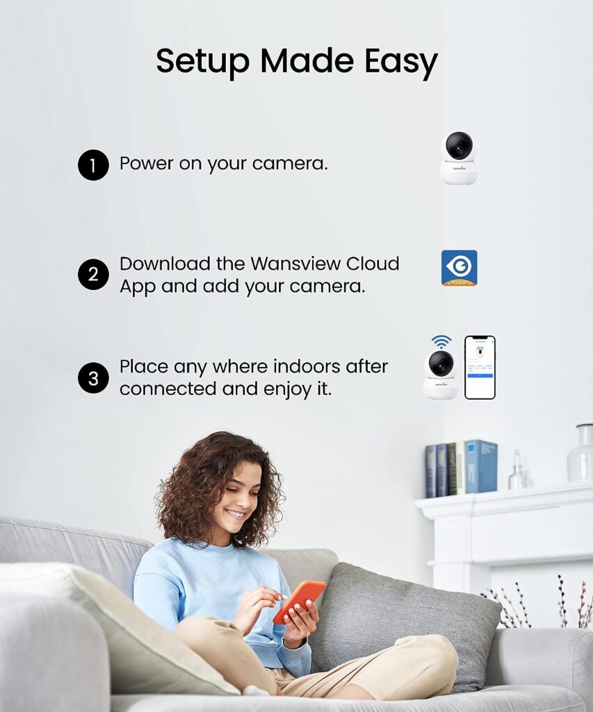 wansview Security Camera Indoor Wireless for Pet 2K Cameras for Home Security with Phone app and Motion Detection,Cat/Dog/Nanny/Baby Camera with Pan Tilt, SD Card  Cloud Storage, Works with Alexa