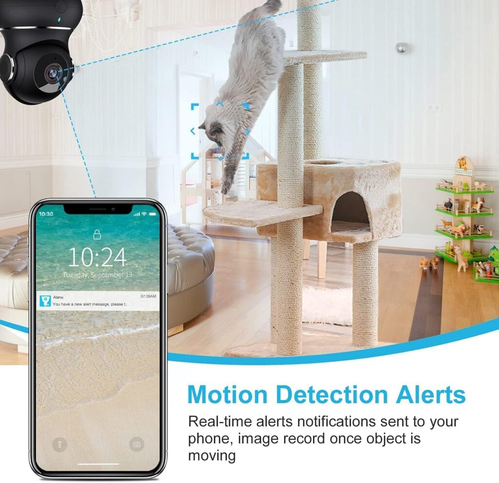 Indoor Security Camera, litokam 360 Pan/Tilt Home Security Camera with Motion Detection, 1080P Pet Camera with Phone App, Baby Monitor with Night Version, WiFi Camera-Two Way Audio, Work with Alexa