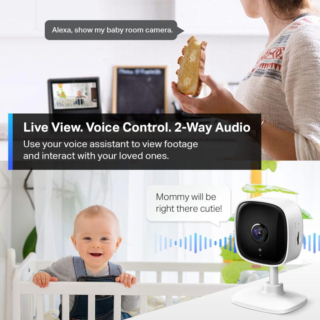 TP-Link Tapo 2K Indoor Security Camera for Baby Monitor, Dog Camera w/ Motion Detection, 2-Way Audio Siren, Night Vision, Cloud  SD Card Storage(Up to 256 GB), Works w/ Alexa  Google Home(Tapo C110)