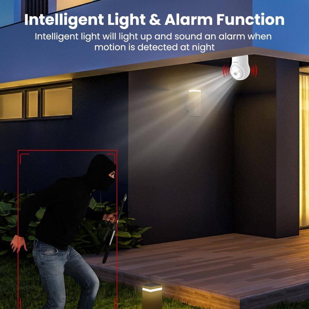 wansview Bulb Security Camera Outdoor - 2.4G WiFi Security Camera Wireless Outdoor Indoor for Home Security, 2K Color Night Vision, 360°Human Detection, 24/7 Recording, Works with Alexa (2 Pack)