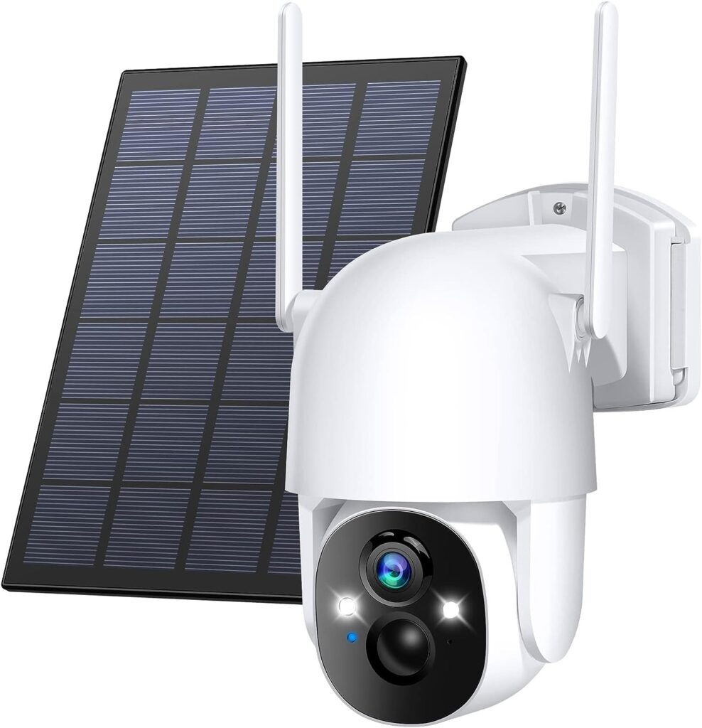 Wireless Cameras for Home/Outdoor Security, Solar Security Cameras Wireless Outdoor 355°PTZ, 3MP 2K FHD WiFi Camera with Spotlight, Motion Detection, Siren, Color Night Vision, 2-Way Talk, SD/Cloud