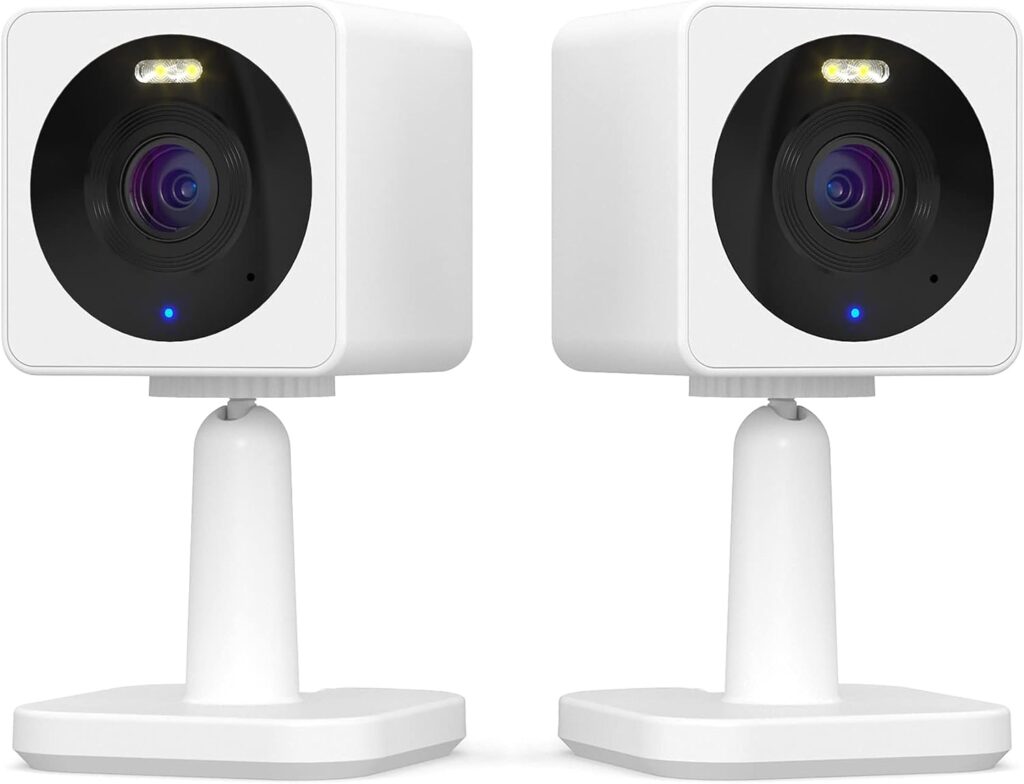 WYZE Cam OG Indoor/Outdoor 1080p WI-Fi Smart Home Security Camera with Color Night Vision, Built-in Spotlight, Motion Detection, 2-Way Audio, Compatible with Alexa  Google Assistant, White (2-Pack)