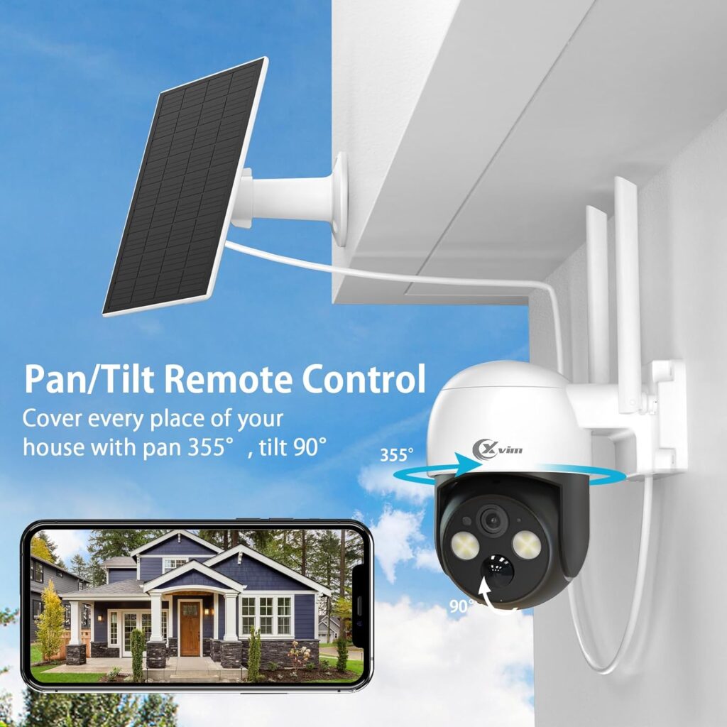 XVIM 2PCS Solar Security Cameras Wireless Outdoor, 2.5K Pan/Tilt Wireless Outdoor Cameras for Home Security, WiFi Rechargeable Battery Surveillance Cameras, PIR Detection, 2-Way Audio, Cloud/SD